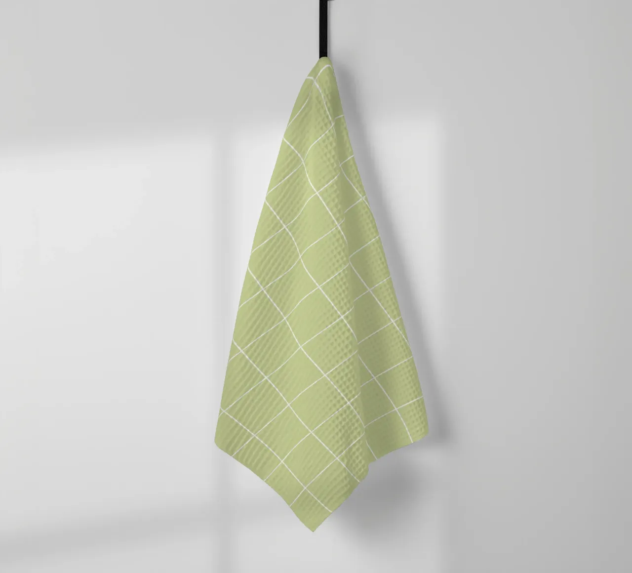 Minimal Basic Klassiek Groot Raster | Wit op Pastel Appelgroen theedoek van Beauty in Simplicity