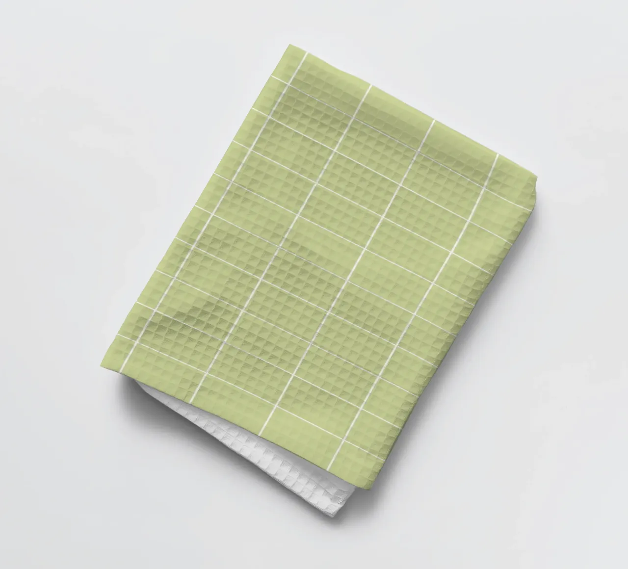 Minimal Basic Klassiek Groot Raster | Wit op Pastel Appelgroen theedoek van Beauty in Simplicity