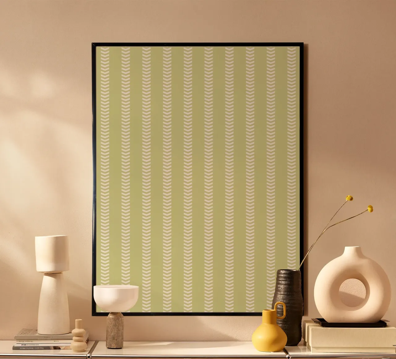 Frecce a strisce Basic Mudcloth | Bianco su verde tenue pastello carta hahnemühle da Beauty in Simplicity