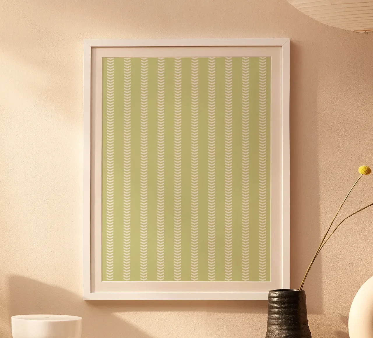 Frecce a strisce Basic Mudcloth | Bianco su verde tenue pastello carta hahnemühle da Beauty in Simplicity