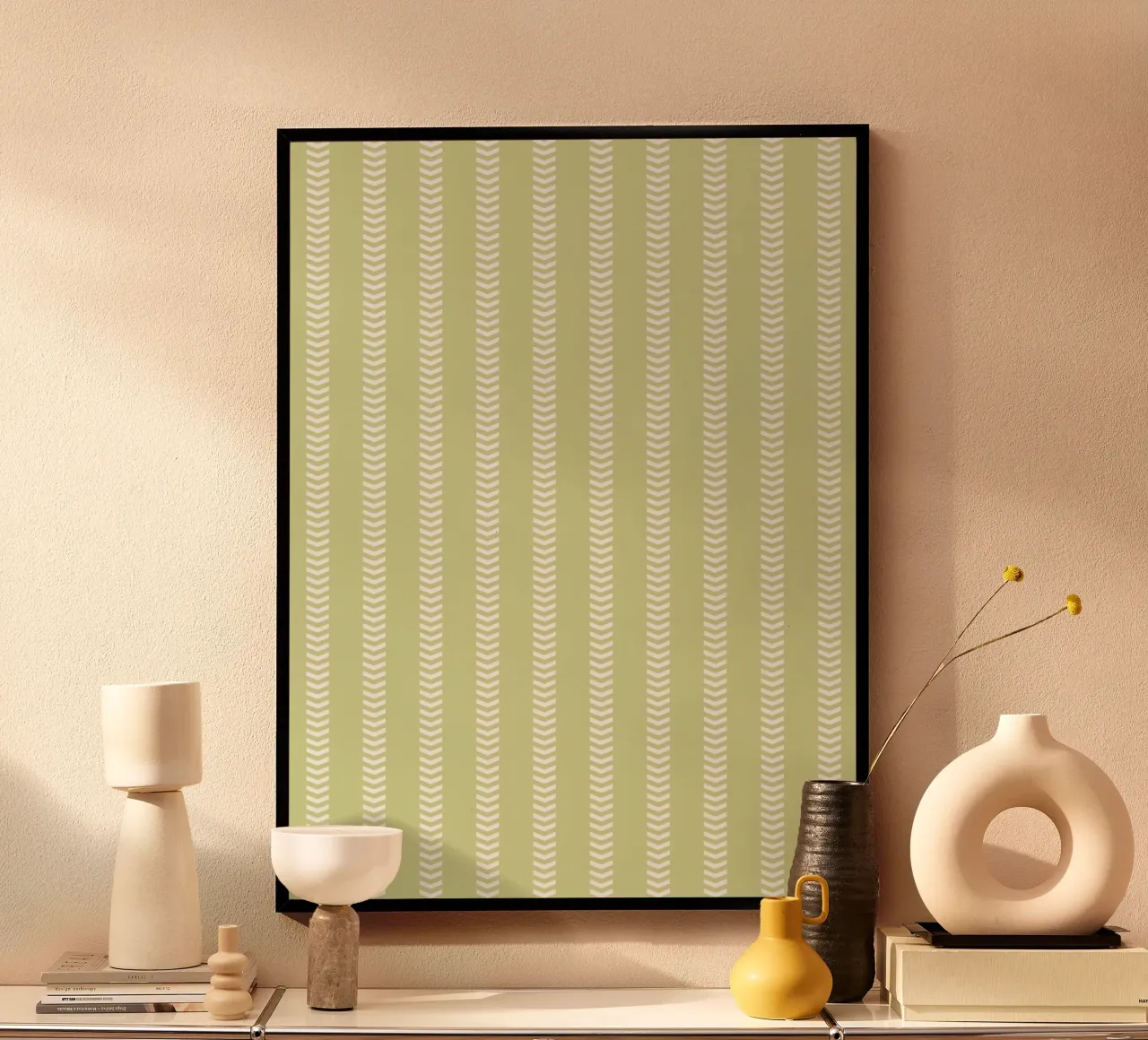 Frecce a strisce Basic Mudcloth | Bianco su verde tenue pastello carta hahnemühle da Beauty in Simplicity