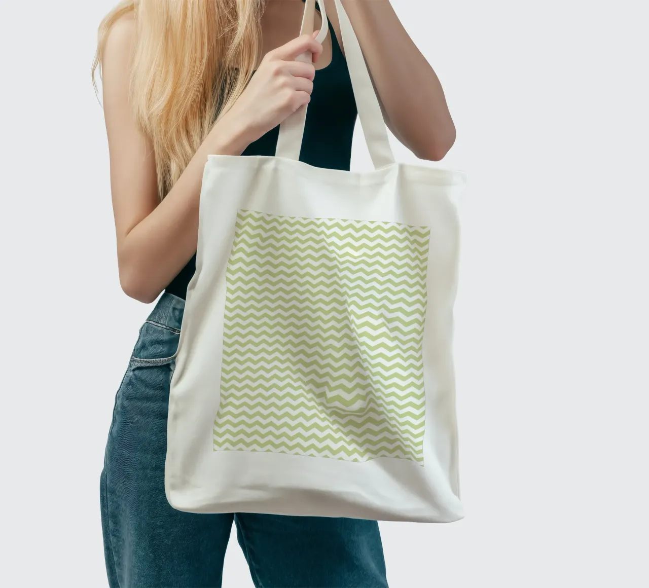 Minimal Chic Basic Standard Chevron | Bianco e verde pastello borsa in juta da Beauty in Simplicity