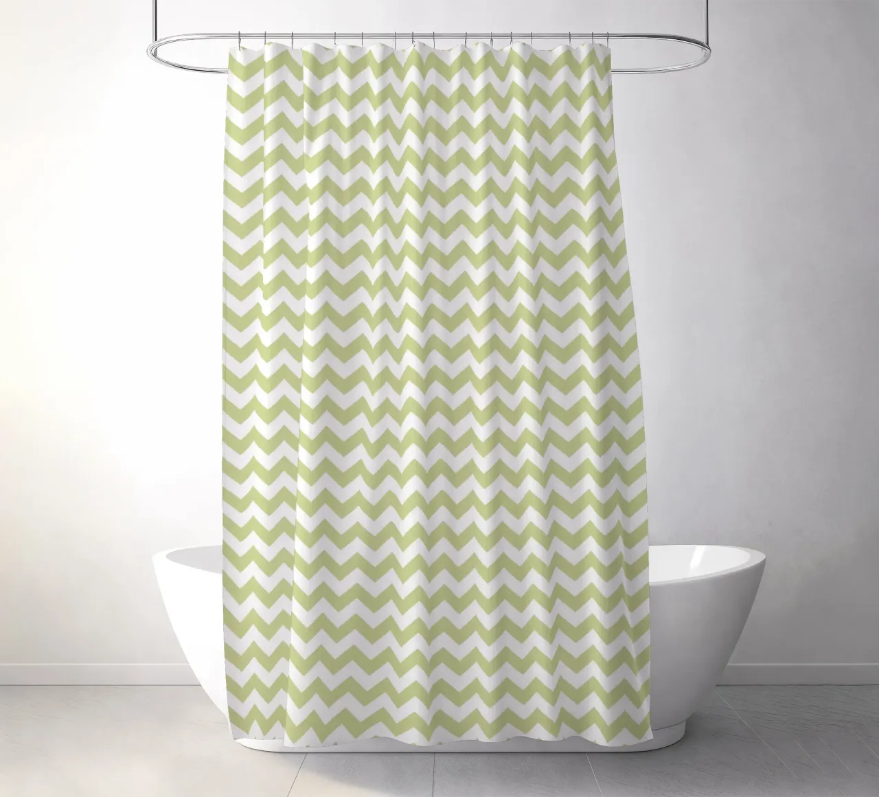 Minimal Chic Basic Standard Chevron | Bianco e verde pastello tenda da doccia da Beauty in Simplicity