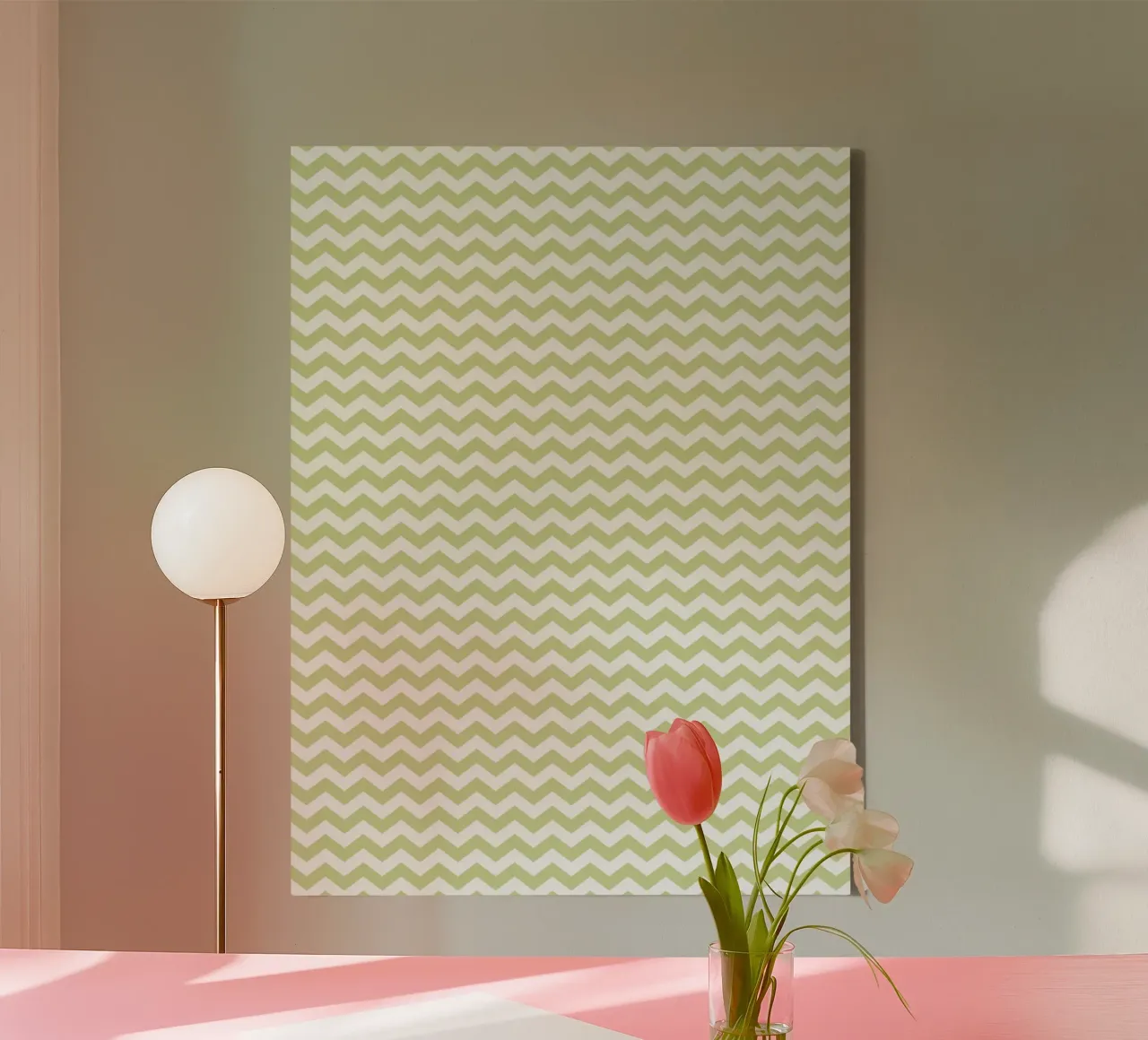 Minimal Chic Basic Standard Chevron | Bianco e verde pastello tela con Cornice a cassetta da Beauty in Simplicity