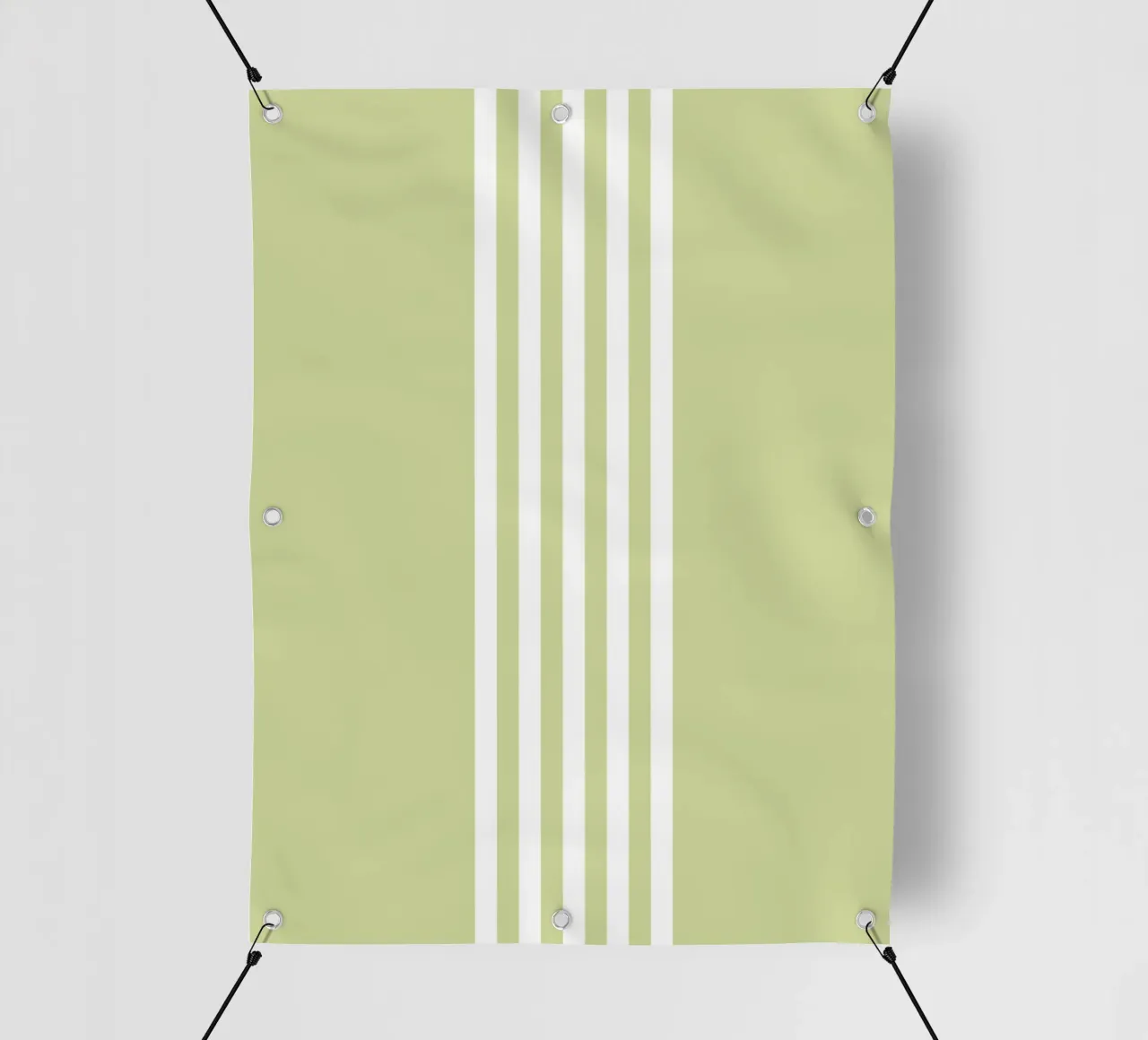 Strisce centrate Basic Scandi Chic 2 | Bianco su verde pastello telo in pvc da Beauty in Simplicity
