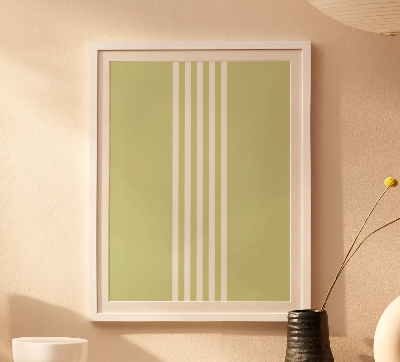 Strisce centrate Basic Scandi Chic 2 | Bianco su verde pastello carta hahnemühle da Beauty in Simplicity