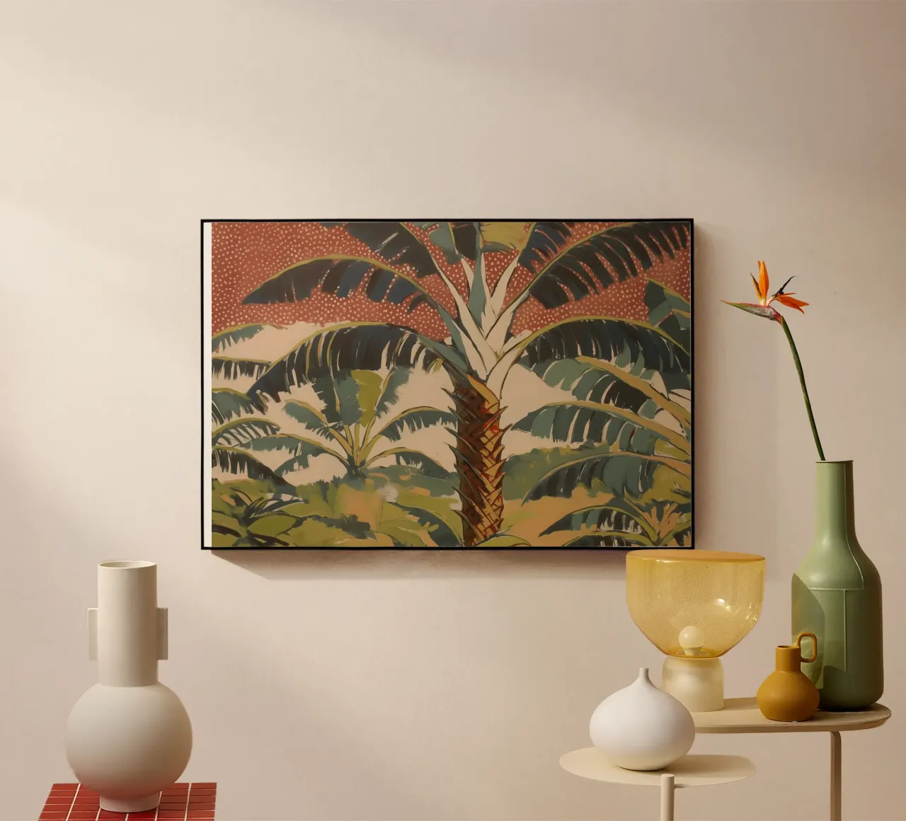 Paisaje de palmeras en colores pastel metacrilato de Carinaprint