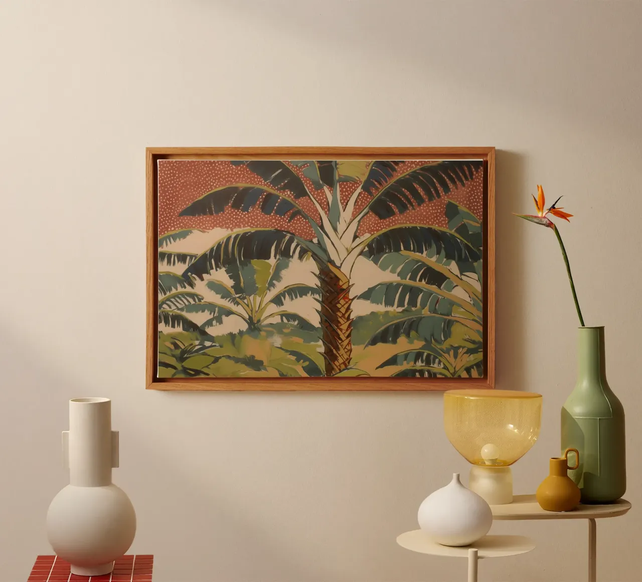 Paesaggio di palme in pastello tela con Cornice a cassetta da Carinaprint