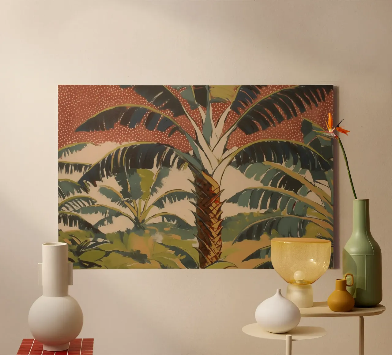 Paesaggio di palme in pastello tela con Cornice a cassetta da Carinaprint