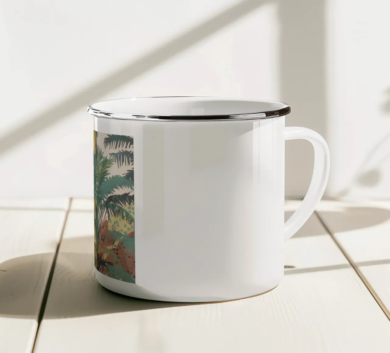 Illusione della palma tropicale tazza in smalto da Carinaprint