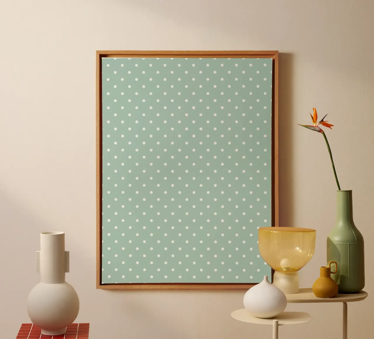Minimal Chic Basic Klassiek Polka Dots | Wit op Blauw Groen canvas van Beauty in Simplicity