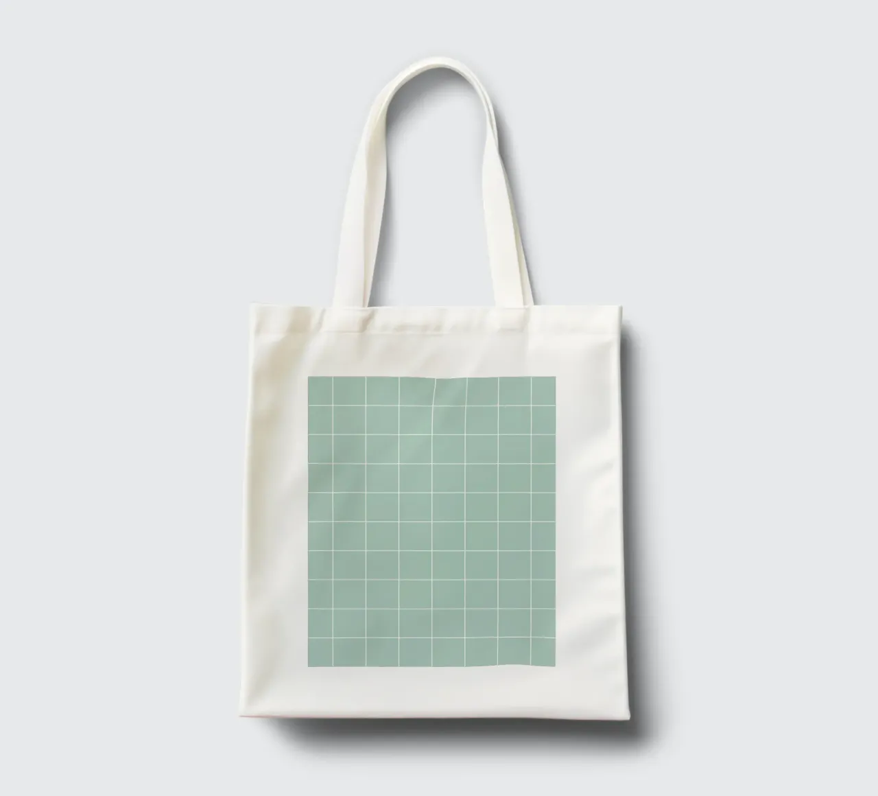 Minimal Basic Klassiek Groot Raster | Wit op Lichtblauw Groen jute draagtas van Beauty in Simplicity