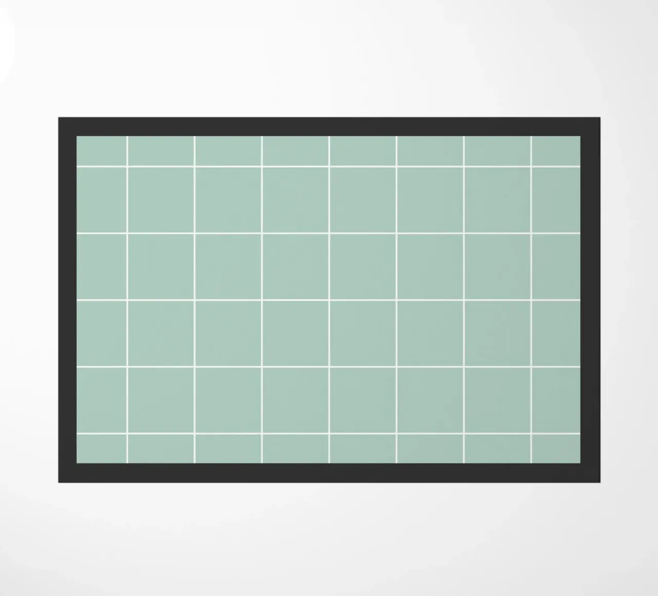 Minimal Basic Klassiek Groot Raster | Wit op Lichtblauw Groen deurmat van Beauty in Simplicity