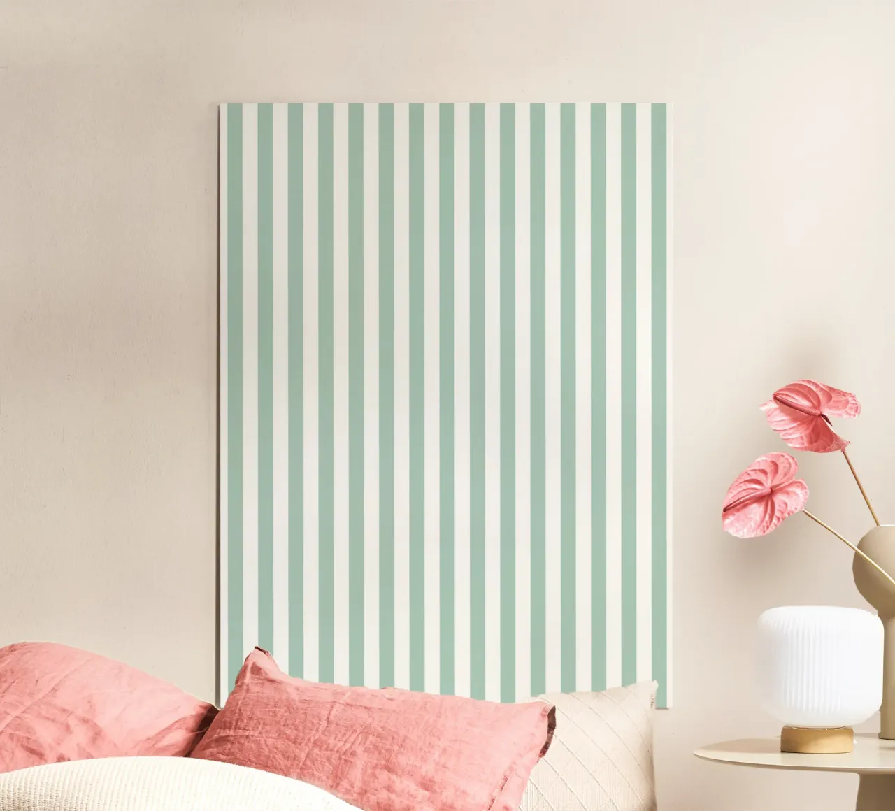 Minimal Basic Bold Stripes | Soft Blue Green and White poster da Beauty in Simplicity