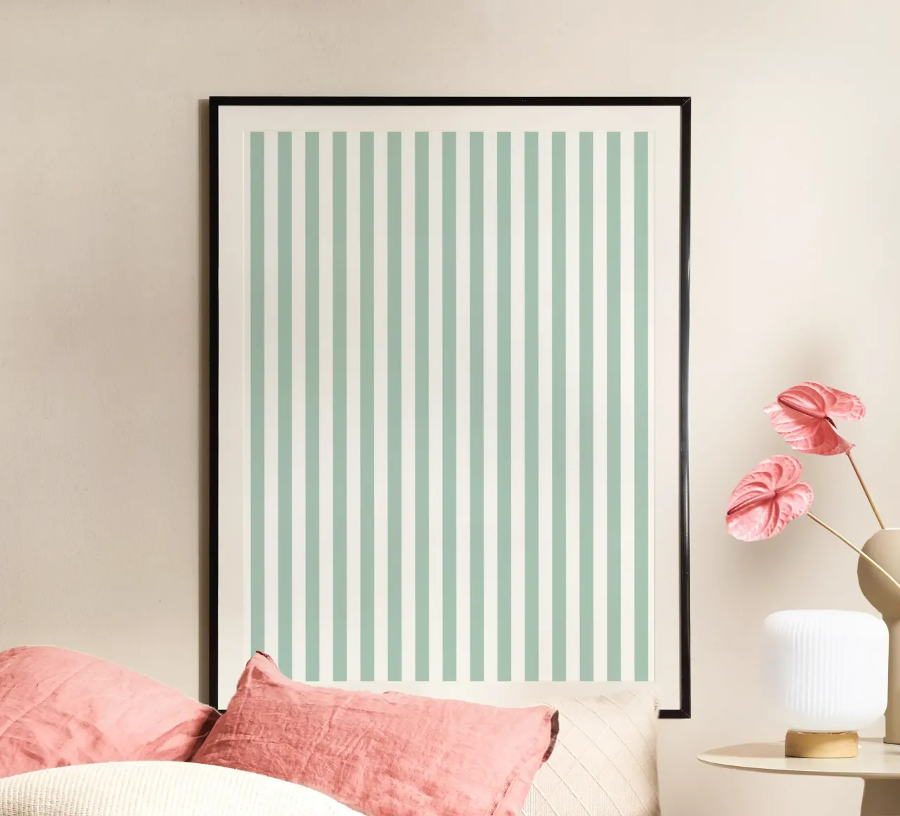 Minimal Basic Bold Stripes | Soft Blue Green and White poster da Beauty in Simplicity