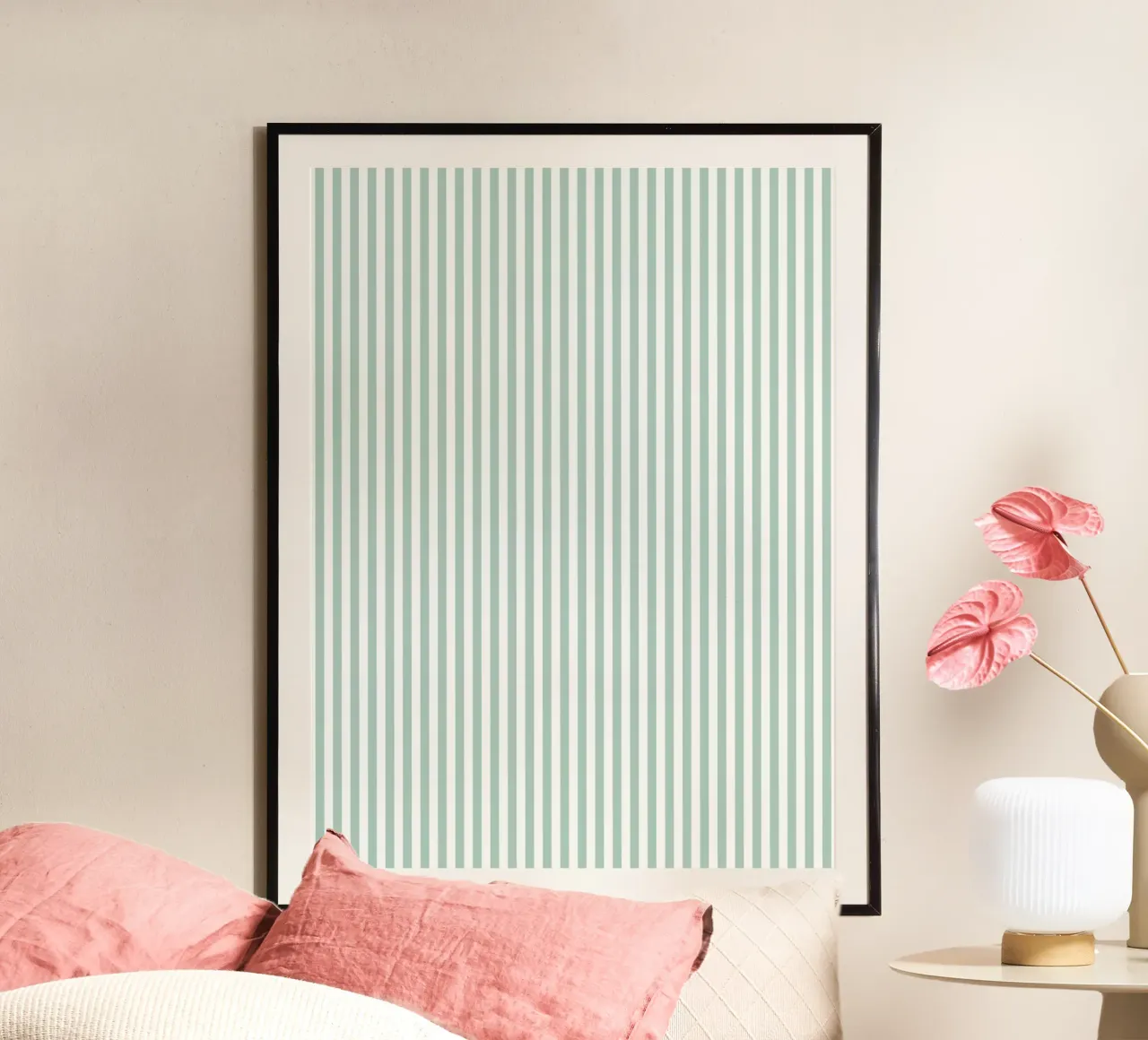 Basic Classic Bold Stripes 2 | Bianco e blu morbido verde poster da Beauty in Simplicity