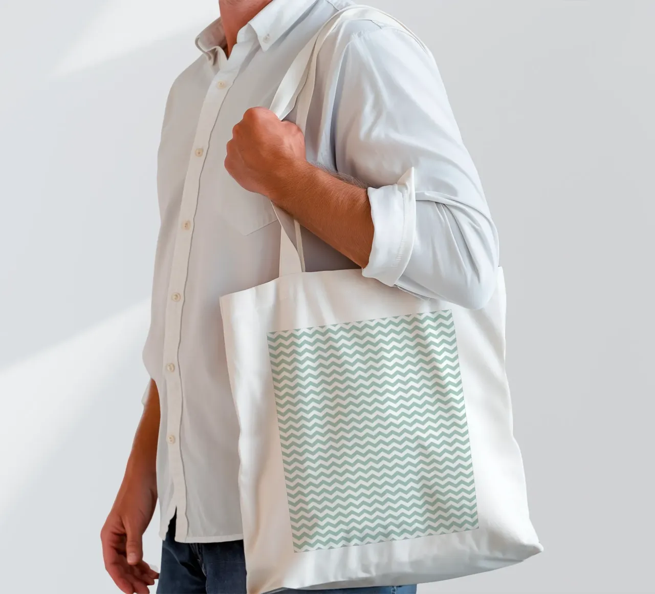 Minimal Chic Basic Chevron | Bianco e Verde Blu Soft borsa in juta da Beauty in Simplicity