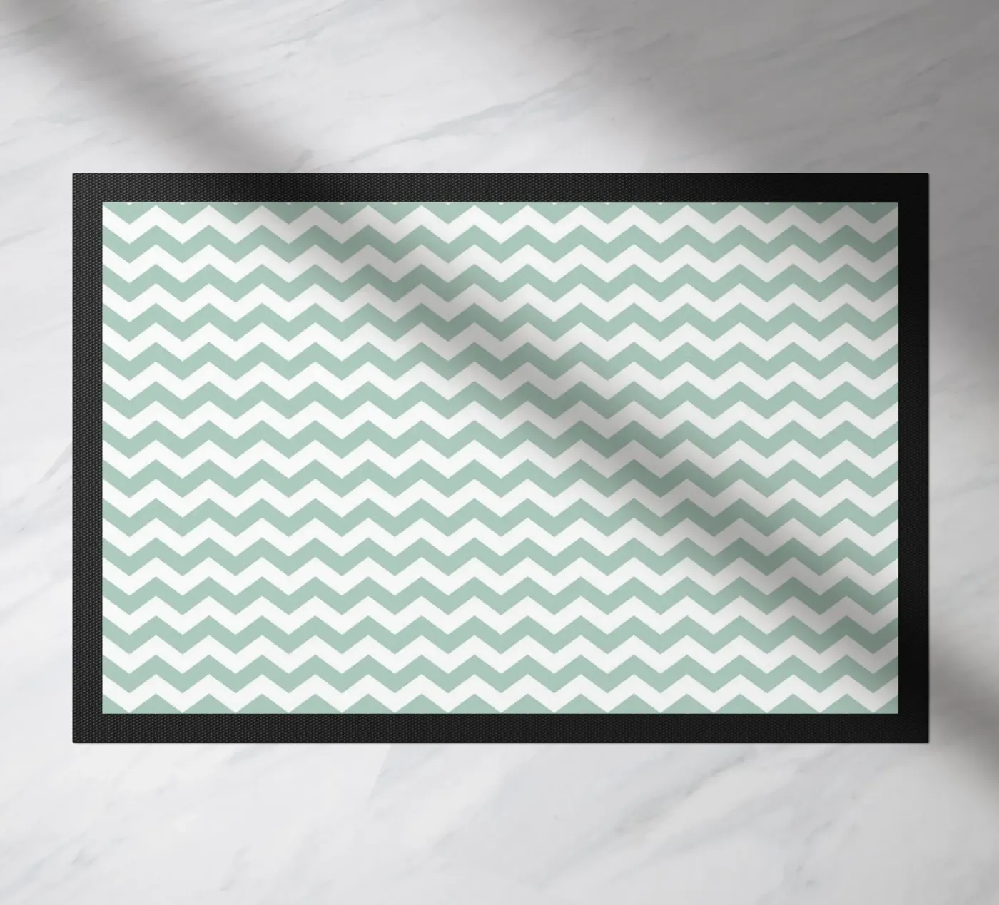 Minimal Chic Basic Chevron | White and Soft Blue Green Fußmatte von Beauty in Simplicity