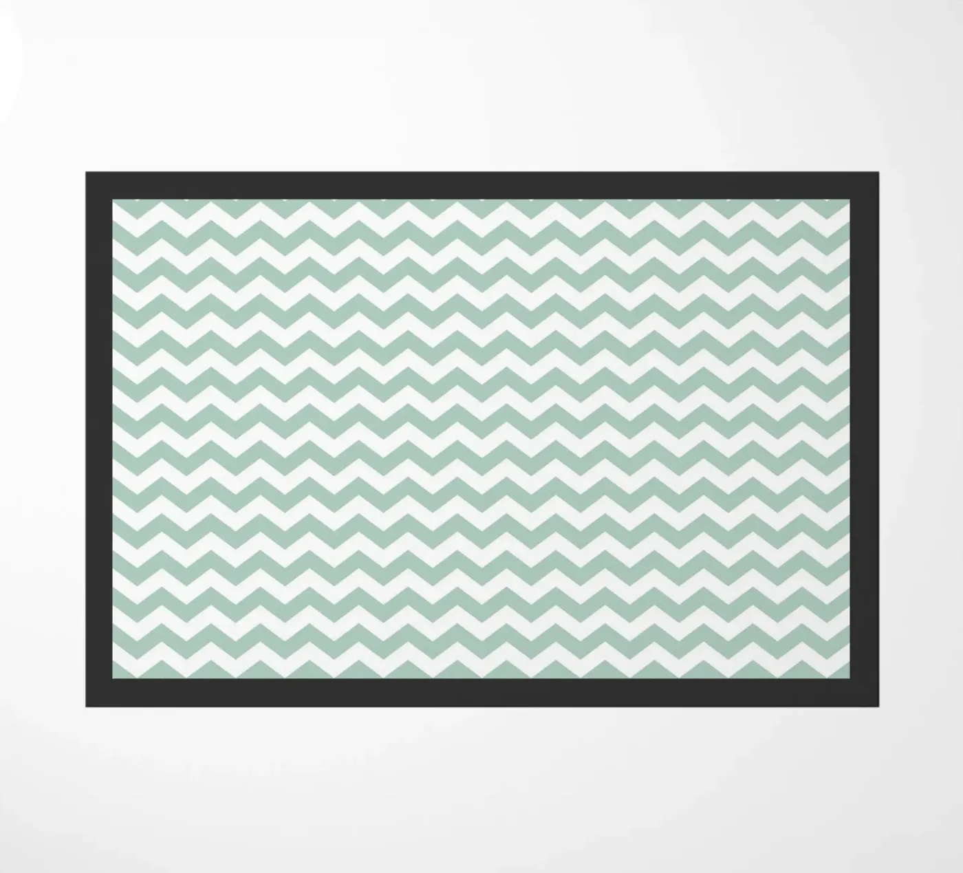Minimal Chic Basic Chevron | White and Soft Blue Green Fußmatte von Beauty in Simplicity