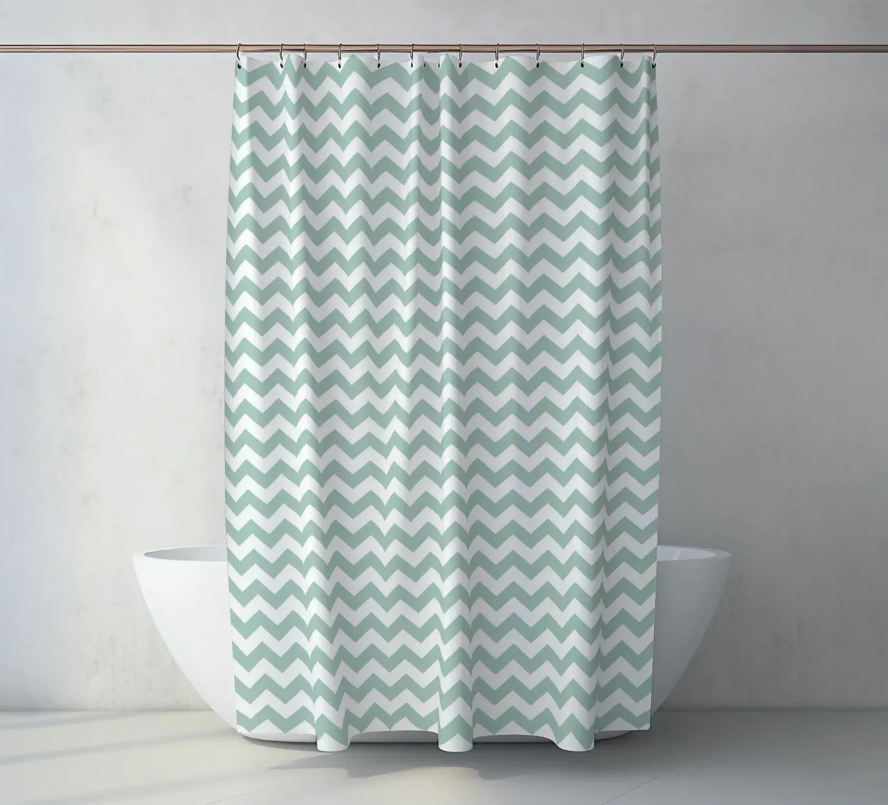 Minimal Chic Basic Chevron | Bianco e Verde Blu Soft tenda da doccia da Beauty in Simplicity