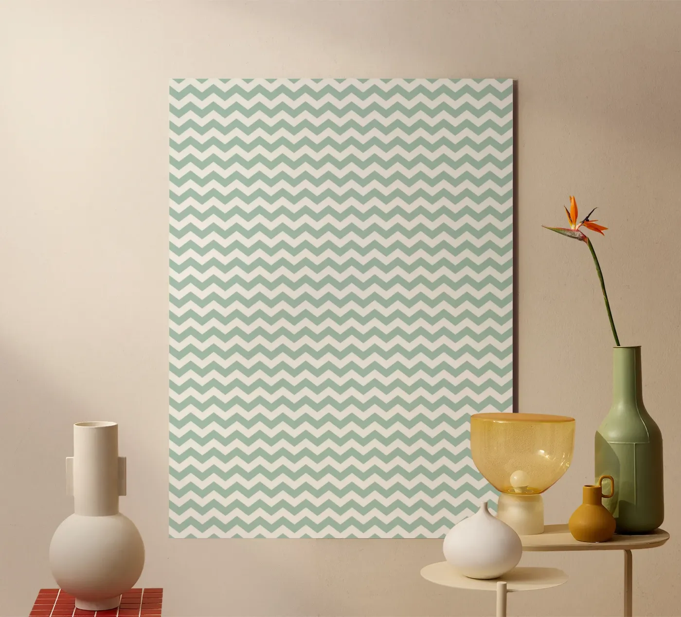 Minimal Chic Basic Chevron | Bianco e Verde Blu Soft pannello forex da Beauty in Simplicity