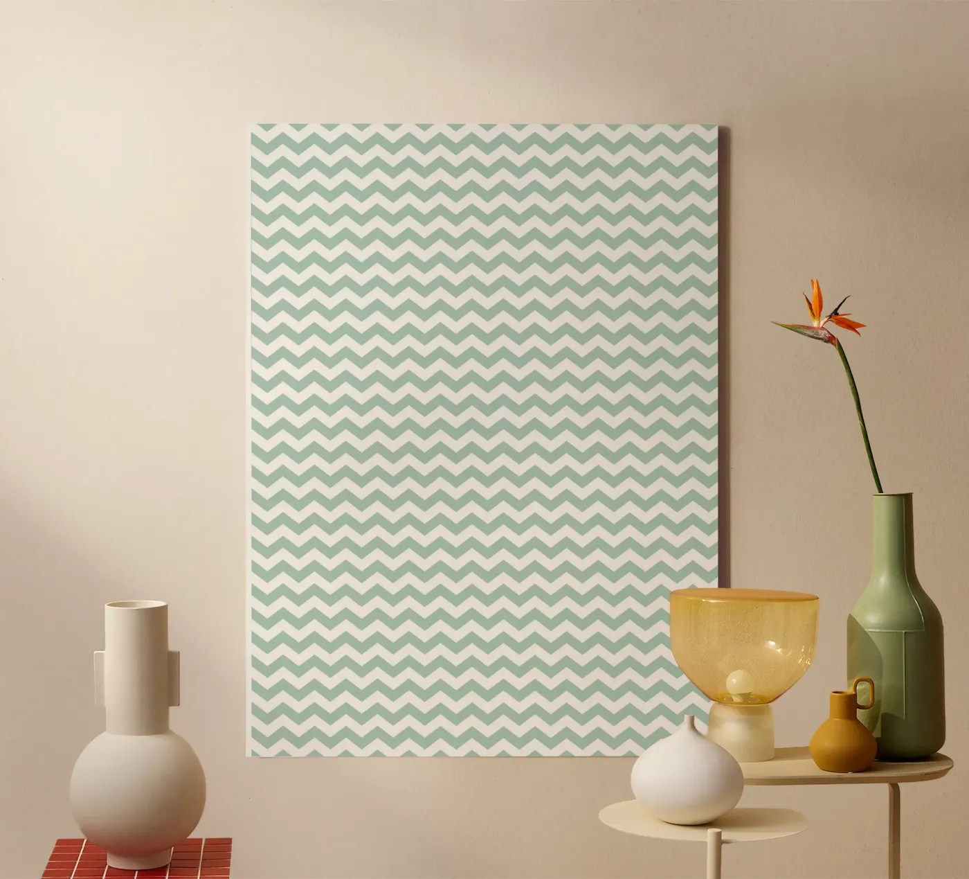 Minimal Chic Basic Chevron | Bianco e Verde Blu Soft tela da Beauty in Simplicity