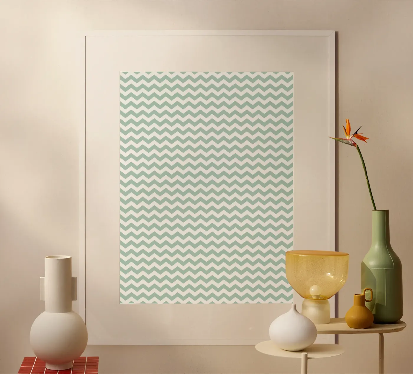 Minimal Chic Basic Chevron | Bianco e Verde Blu Soft poster da Beauty in Simplicity