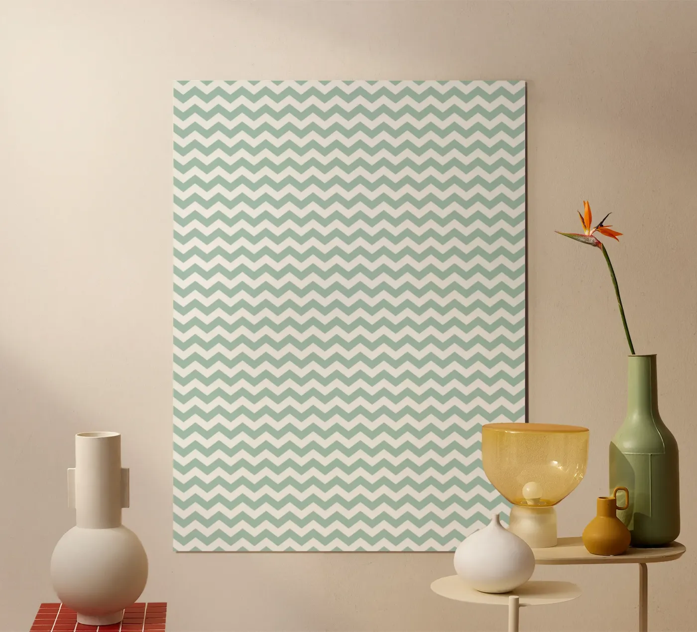 Minimal Chic Basic Chevron | Bianco e Verde Blu Soft poster da Beauty in Simplicity