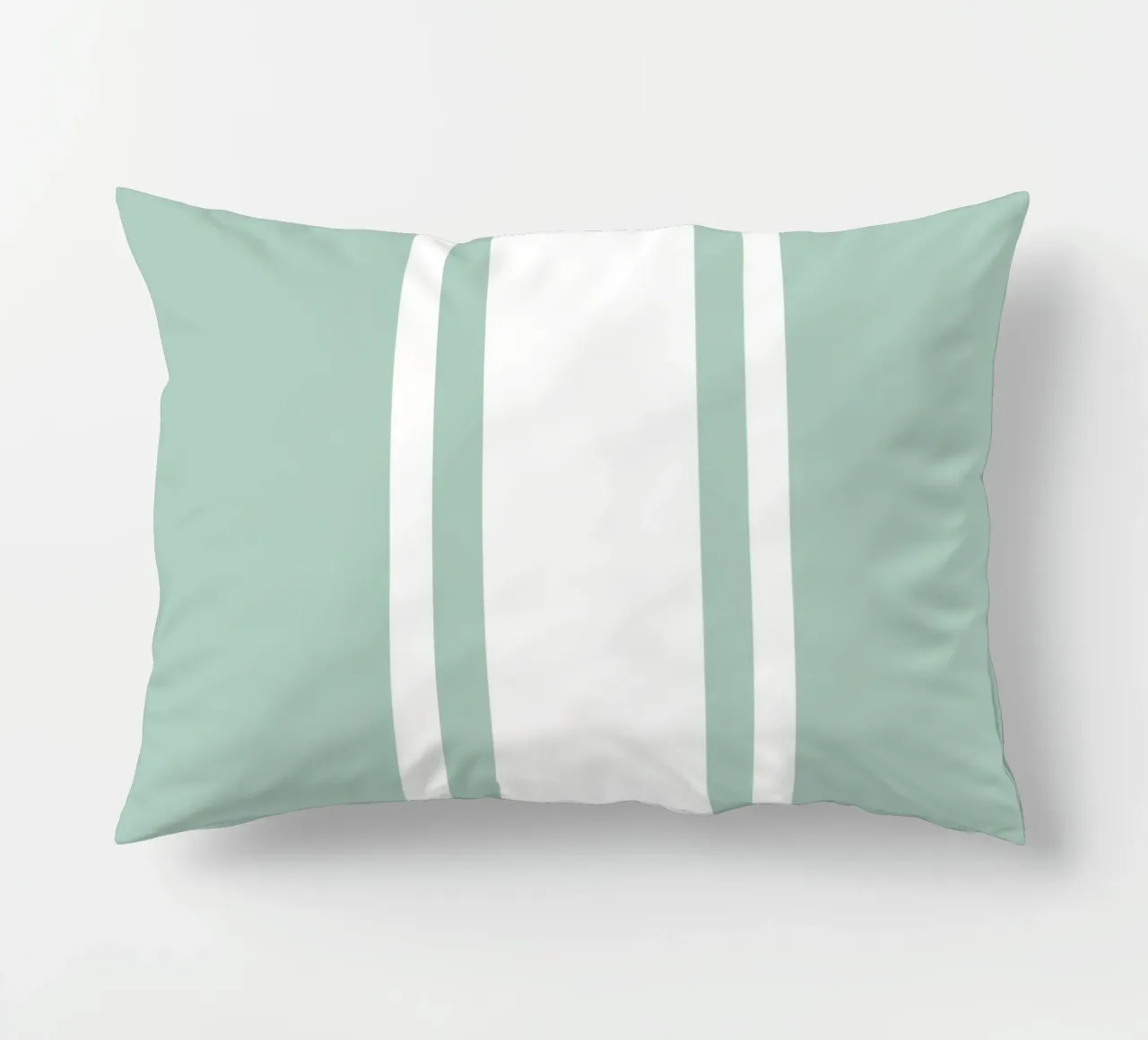 Strisce centrate Basic Scandi 1 | Bianco su blu morbido verde cuscino da Beauty in Simplicity