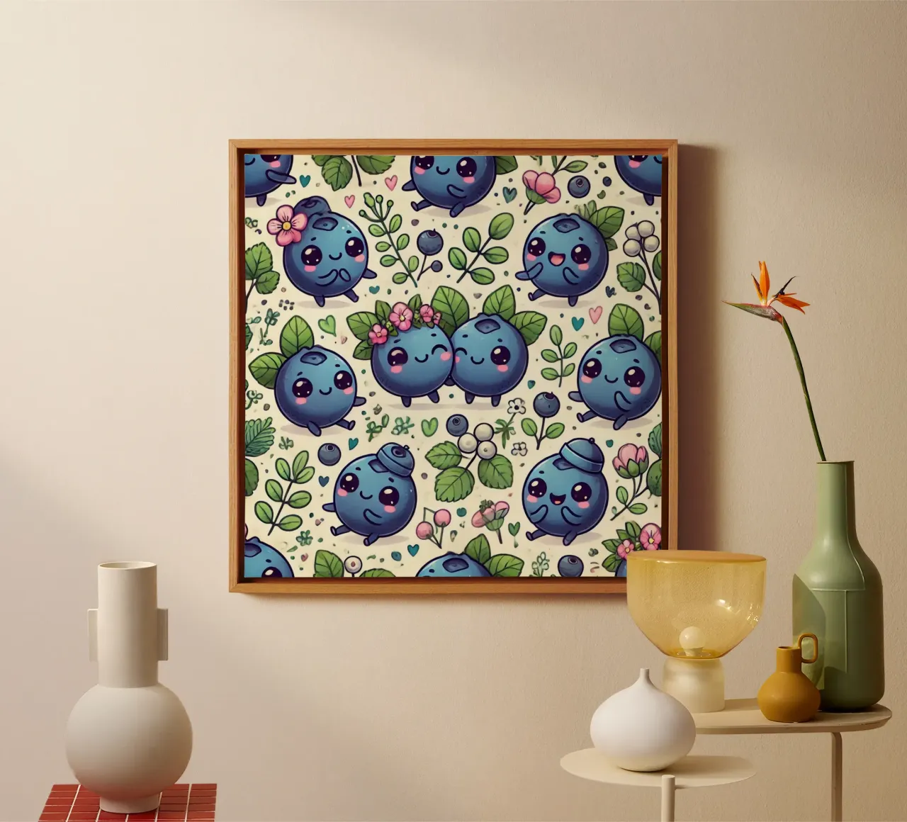 Blaue Kornblumenwonne Leinwand mit Schattenfugenrahmen von Organic Aesthetics