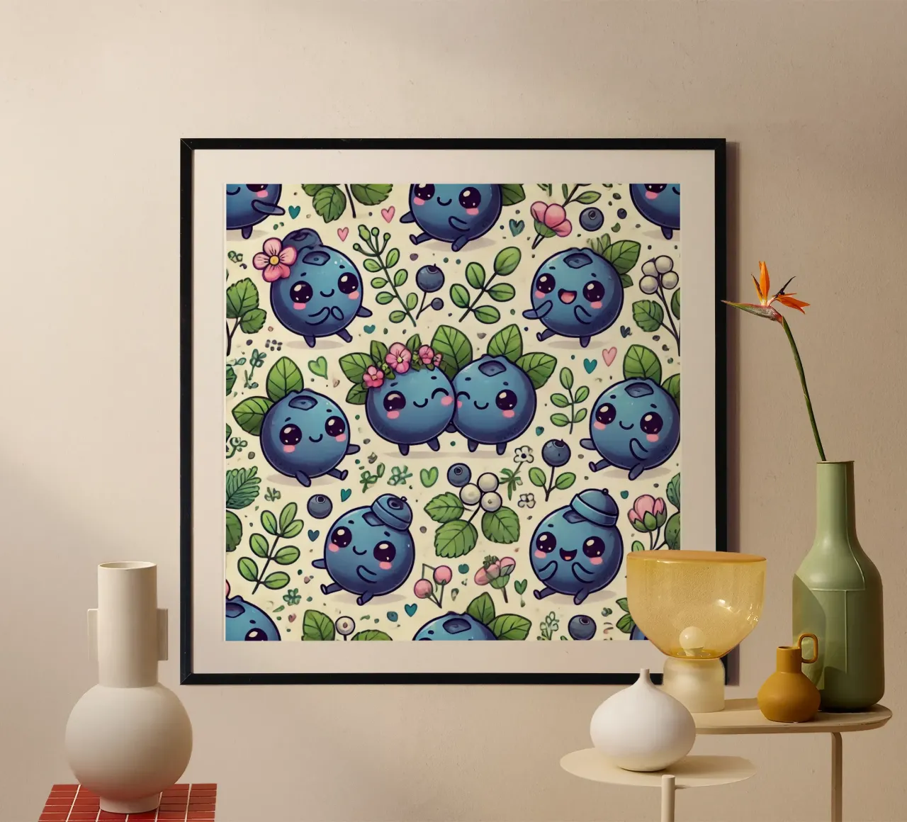 Blu fiordaliso Bliss poster con telaio in legno da Organic Aesthetics
