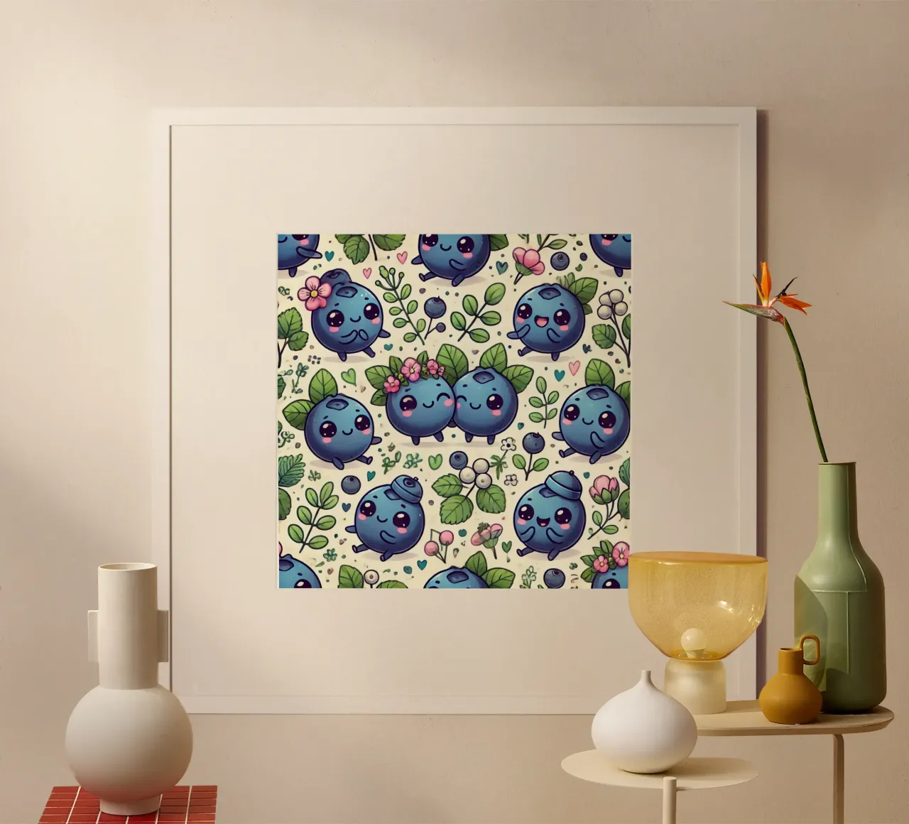 Blu fiordaliso Bliss poster con telaio in legno da Organic Aesthetics