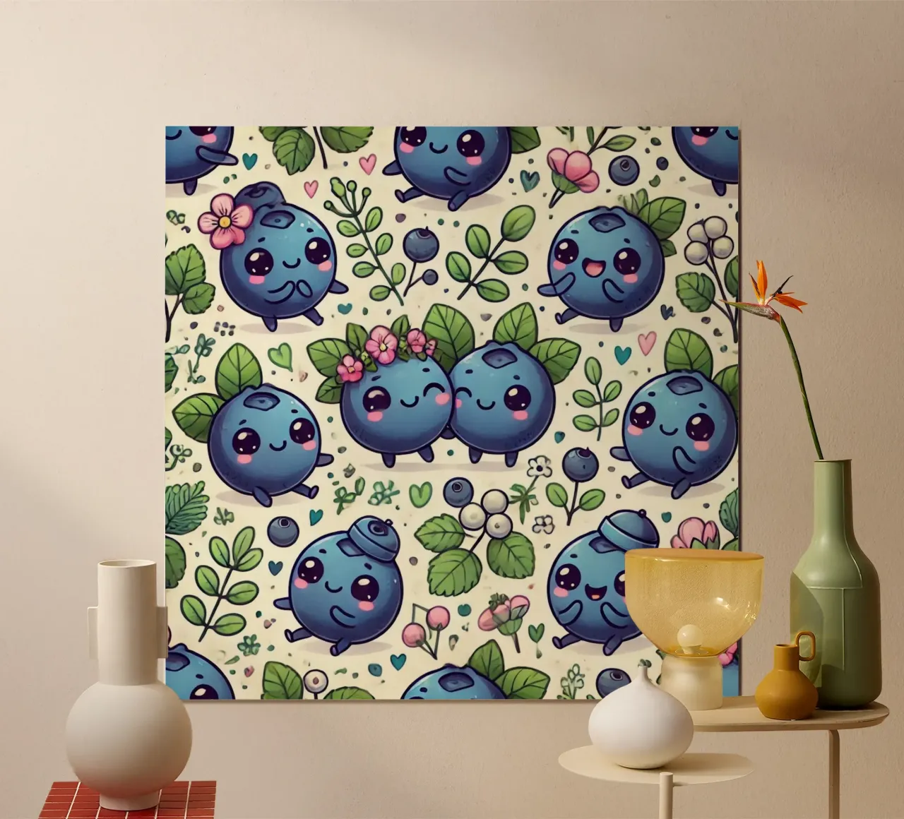 Blu fiordaliso Bliss poster con telaio in legno da Organic Aesthetics
