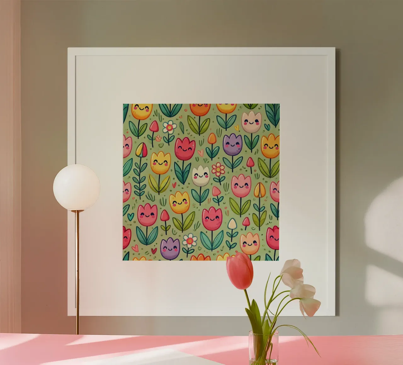 Il paese delle meraviglie dei tulipani poster con telaio in legno da Organic Aesthetics