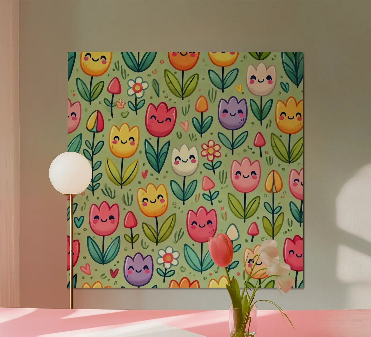 Il paese delle meraviglie dei tulipani poster con telaio in legno da Organic Aesthetics