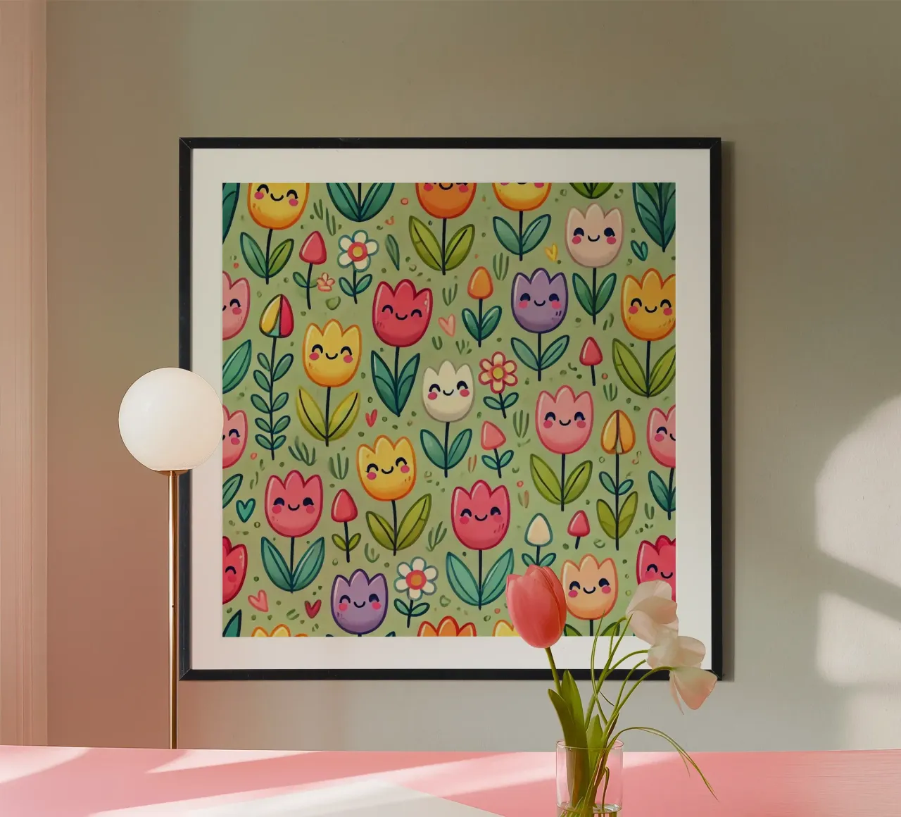 Il paese delle meraviglie dei tulipani poster con telaio in legno da Organic Aesthetics