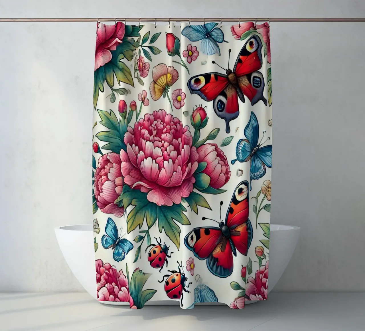 Peony Paradise shower curtain by Organic Aesthetics