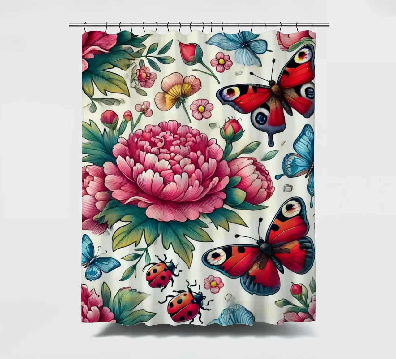 Peony Paradise shower curtain by Organic Aesthetics