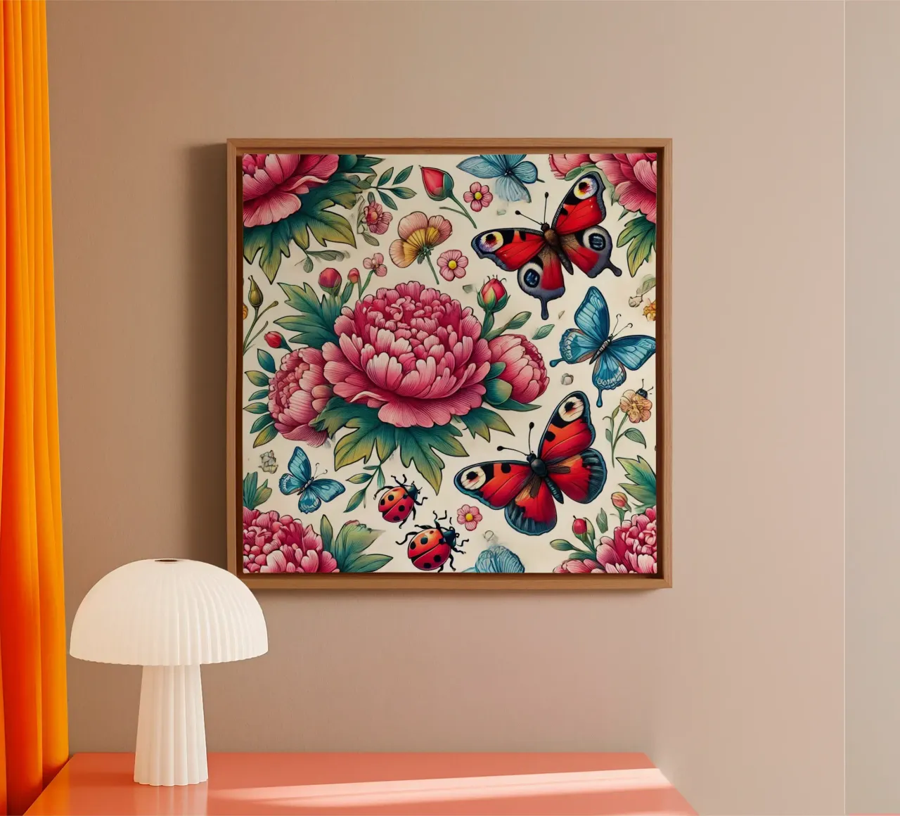 Pioenroos Paradijs canvas met Baklijst van Organic Aesthetics