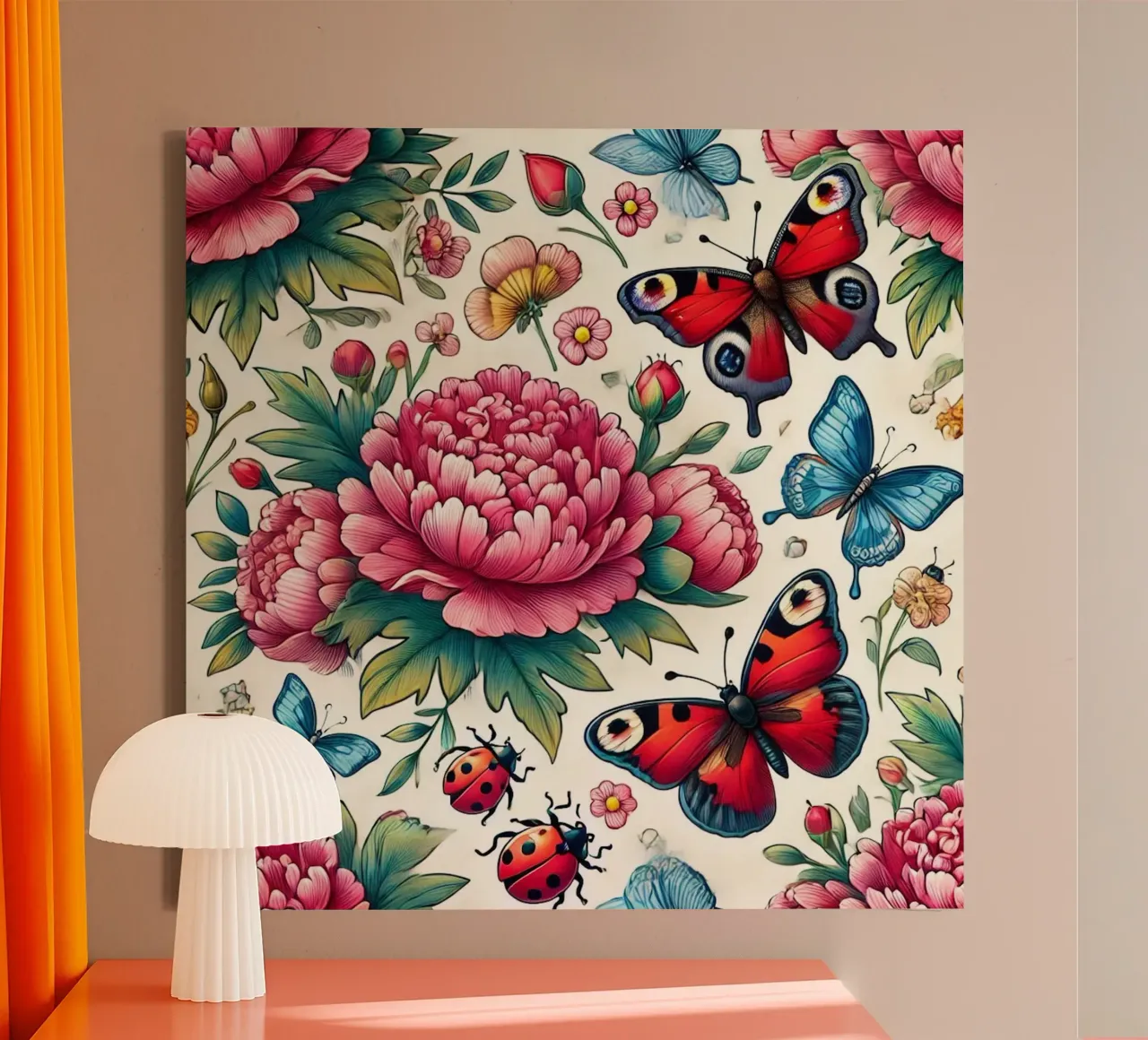 Pioenroos Paradijs canvas met Baklijst van Organic Aesthetics