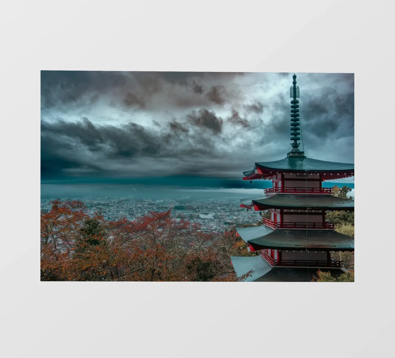Pagoda Chureito a Fujiyoshida, Giappone telo in pvc da Marcel Bisig