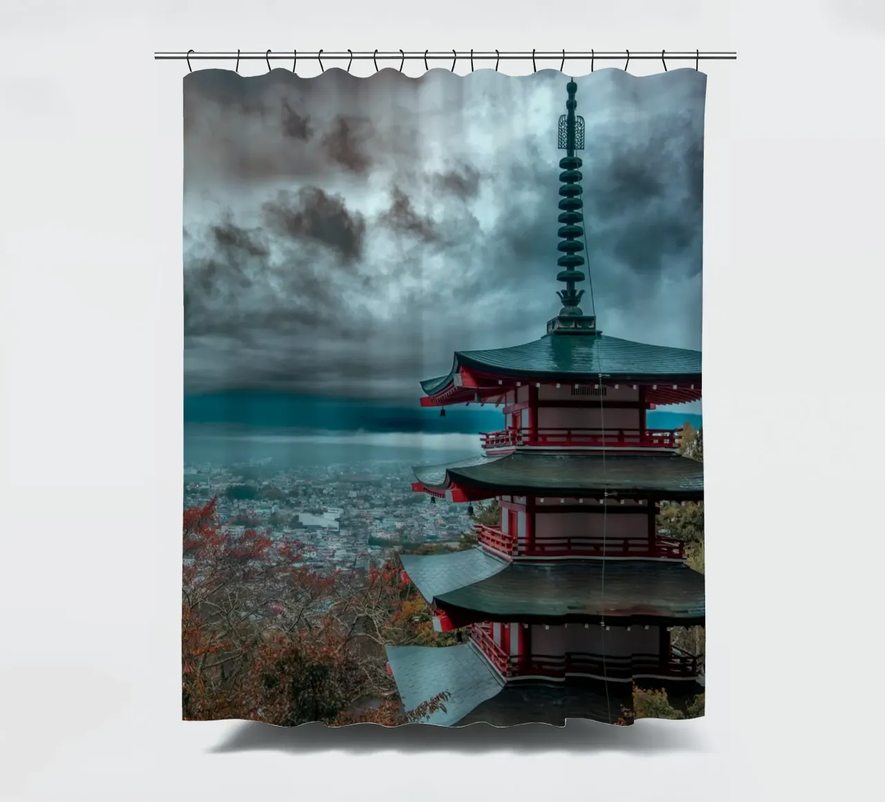 Pagoda Chureito a Fujiyoshida, Giappone tenda da doccia da Marcel Bisig