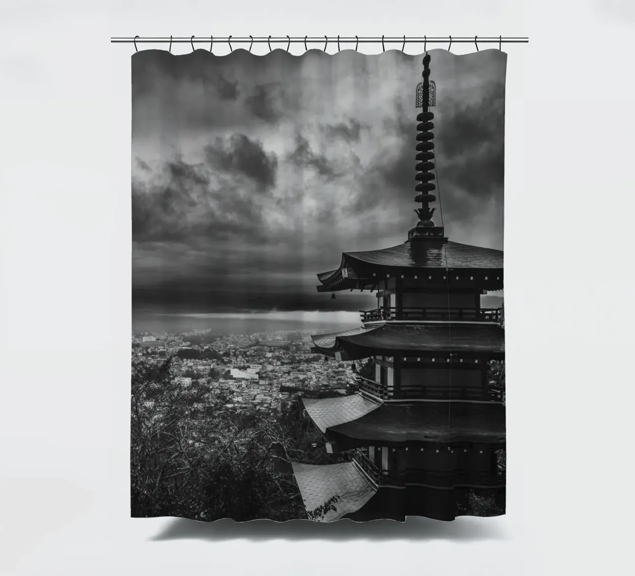 Pagoda Chureito a Fujiyoshida, Giappone tenda da doccia da Marcel Bisig