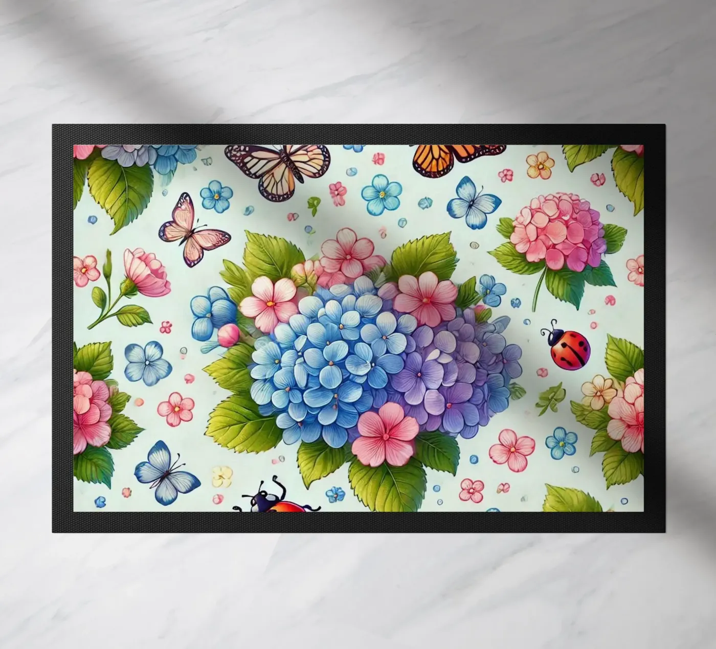 Hydrangea Harmony doormat by Organic Aesthetics