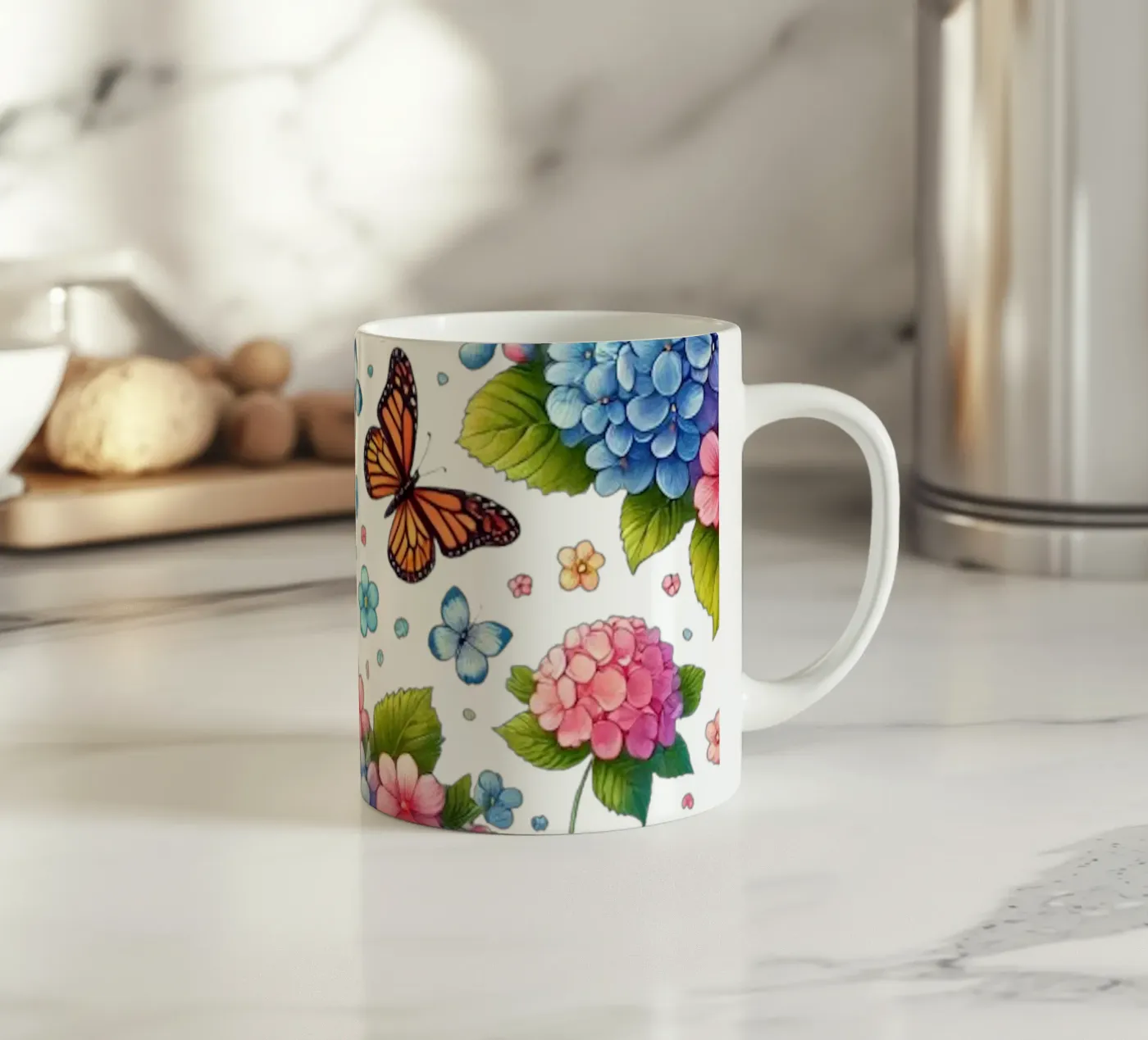 Hydrangea Harmony ceramic mug by Organic Aesthetics