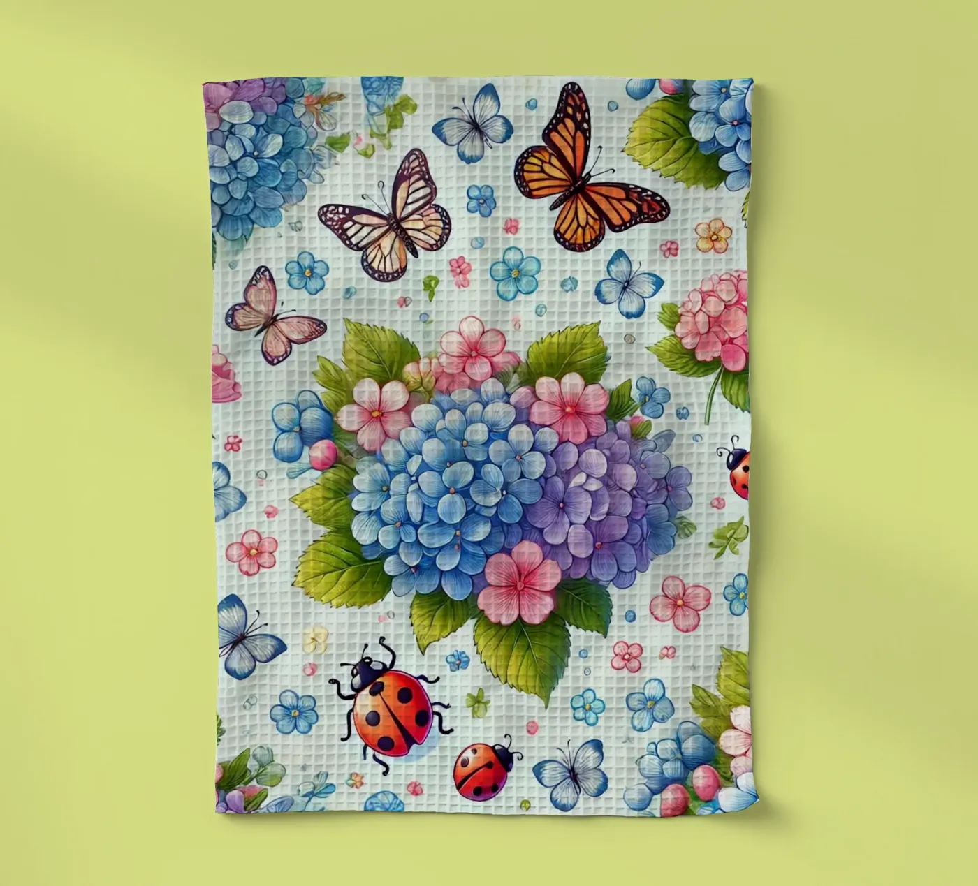 Hydrangea Harmony tea towel by Organic Aesthetics