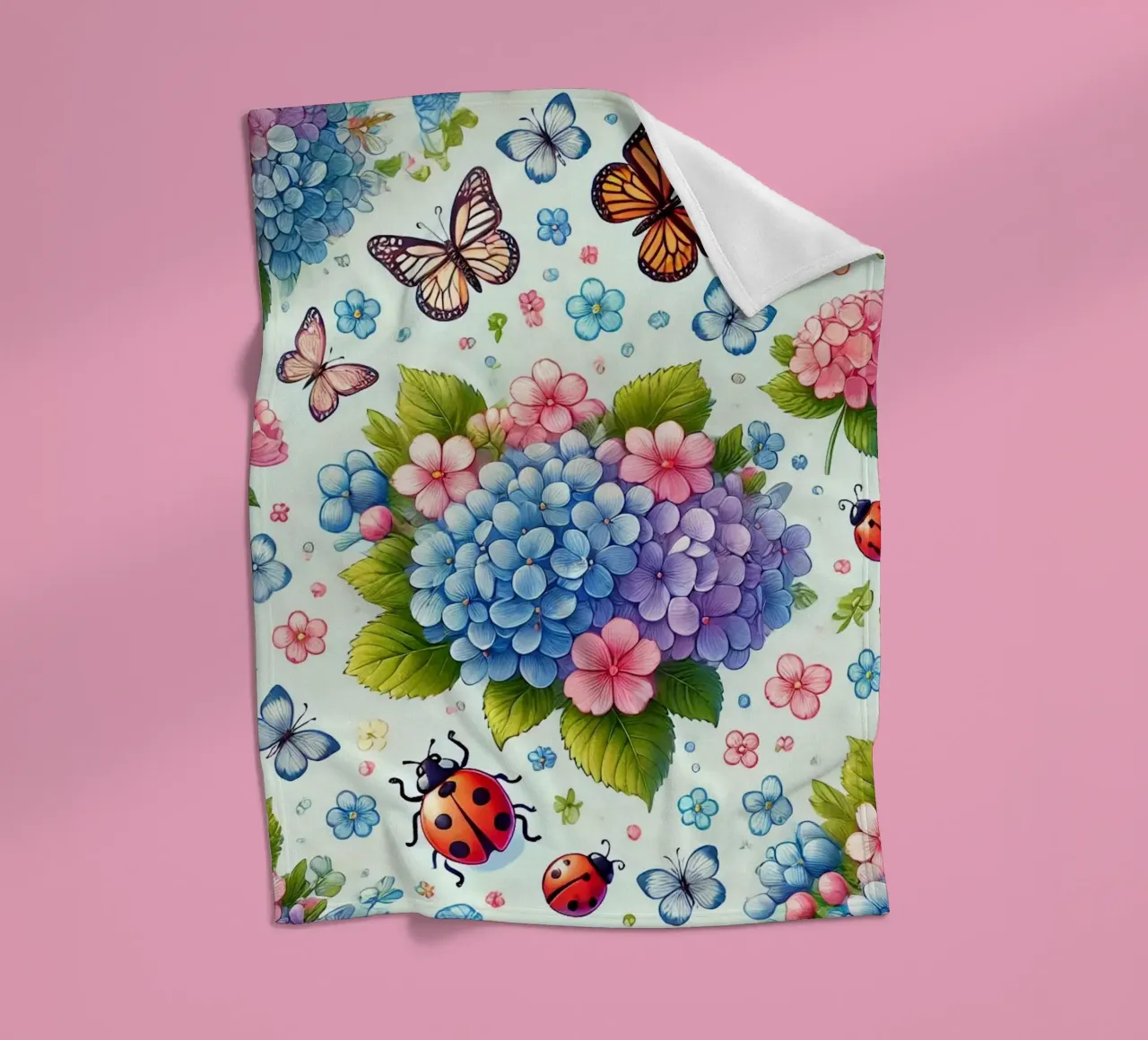 Hydrangea Harmony fleece blanket by Organic Aesthetics