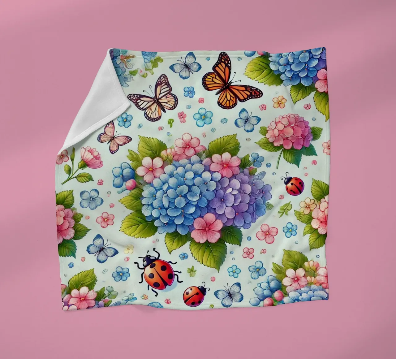 Hydrangea Harmony fleece blanket by Organic Aesthetics