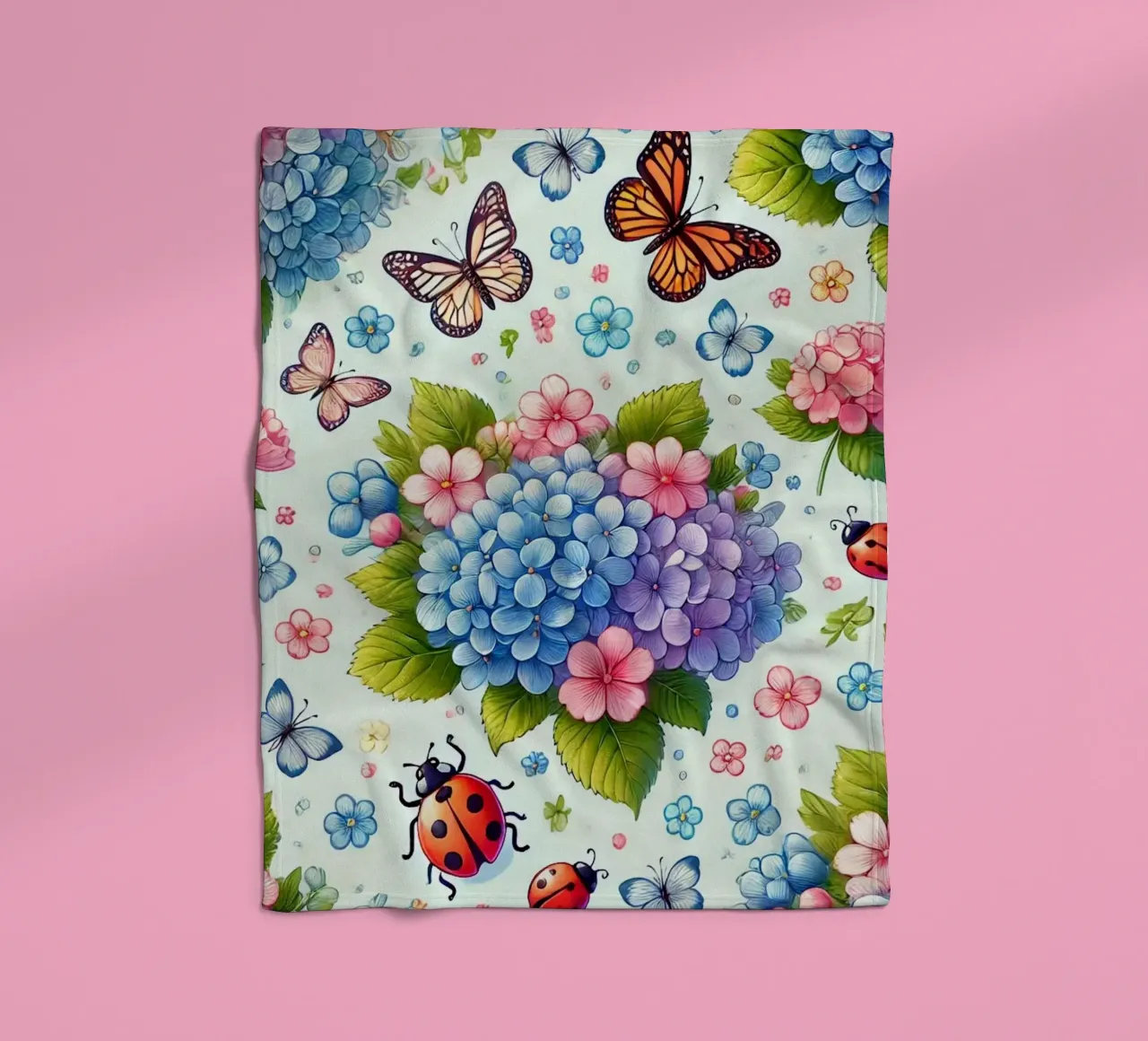 Hydrangea Harmony fleece blanket by Organic Aesthetics