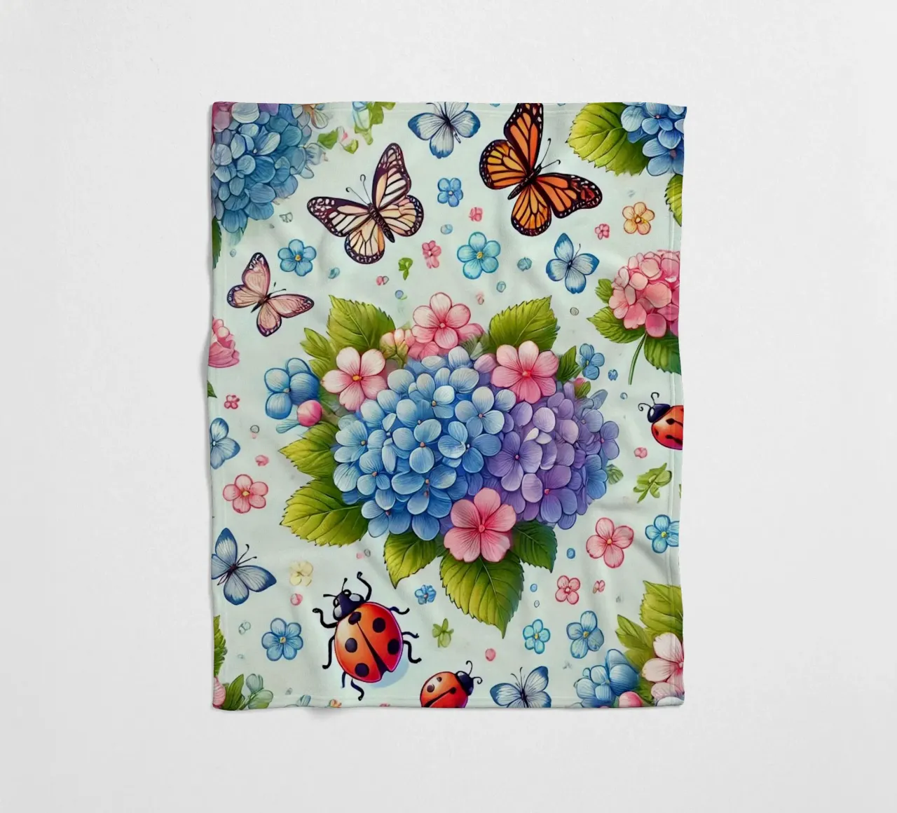 Hydrangea Harmony fleece blanket by Organic Aesthetics